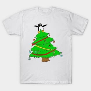 Penguin at the top of the Xmas tree T-Shirt